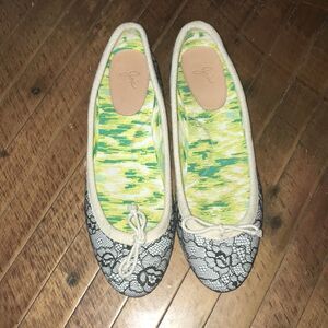 Joie black lace detail ballet flats 39.5